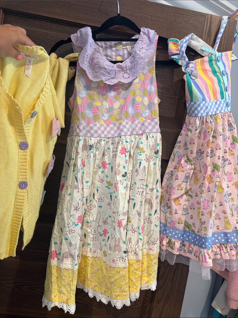 Girls Lavender & Yellow Bunny Print Cotton Dress